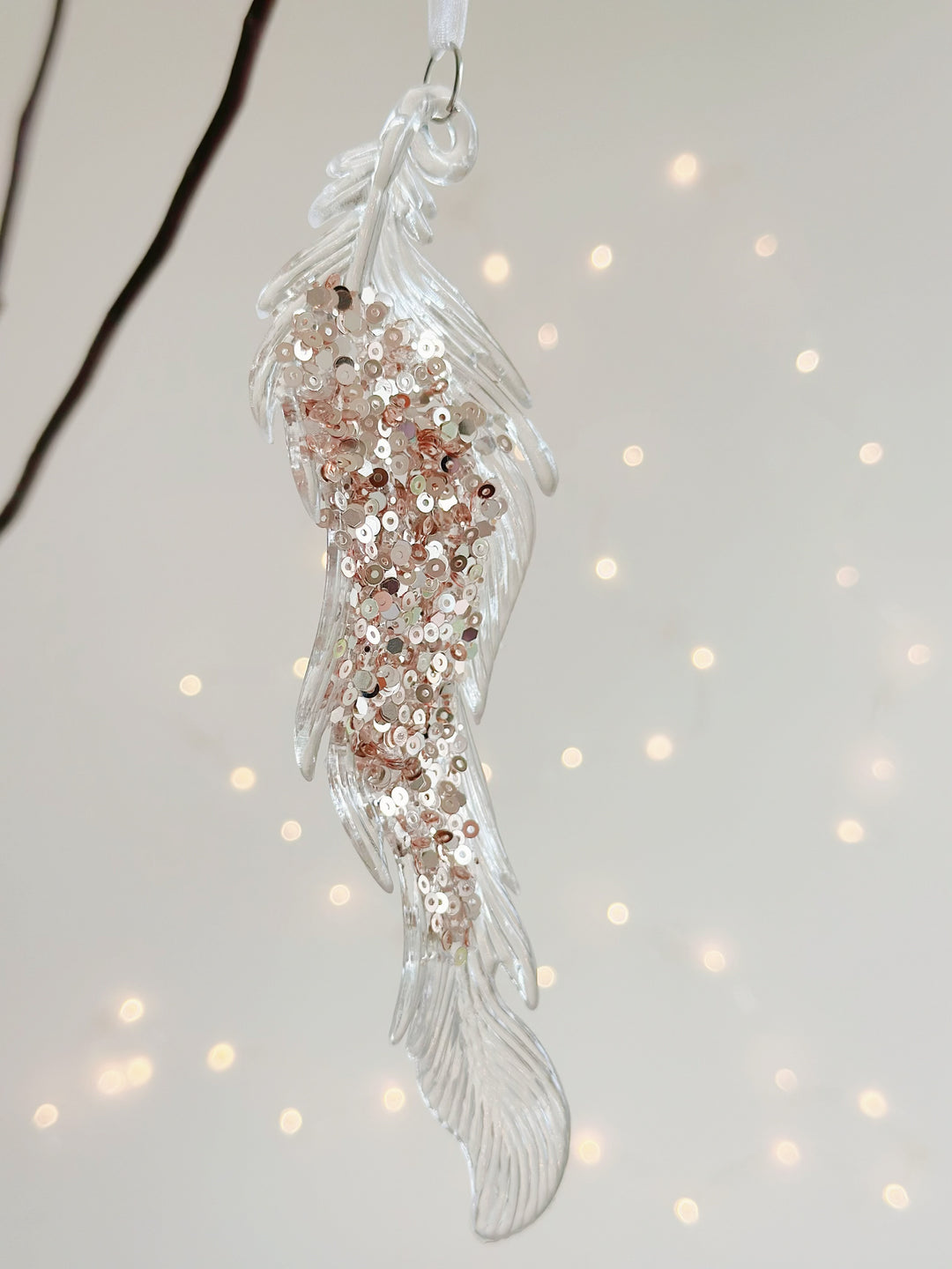 Glittering Feather Elegance Ornament