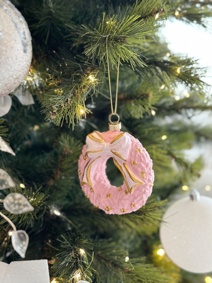 Pink Frost Wreath Ornament