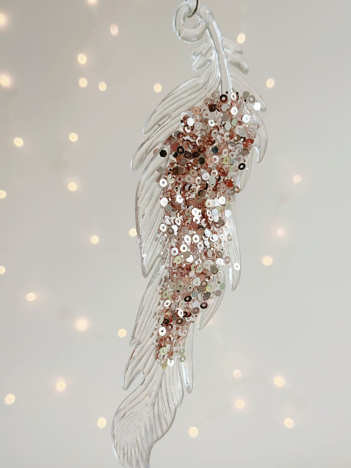 Glittering Feather Elegance Ornament