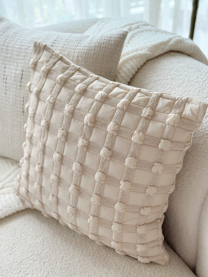 Bubble Grid Cream Latte Cushion Cover