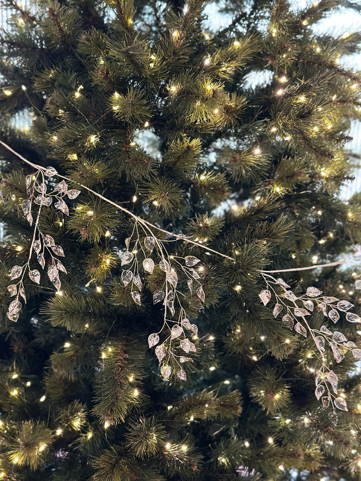 Champagne Gold Metal Wire Glittered Leaves Garland