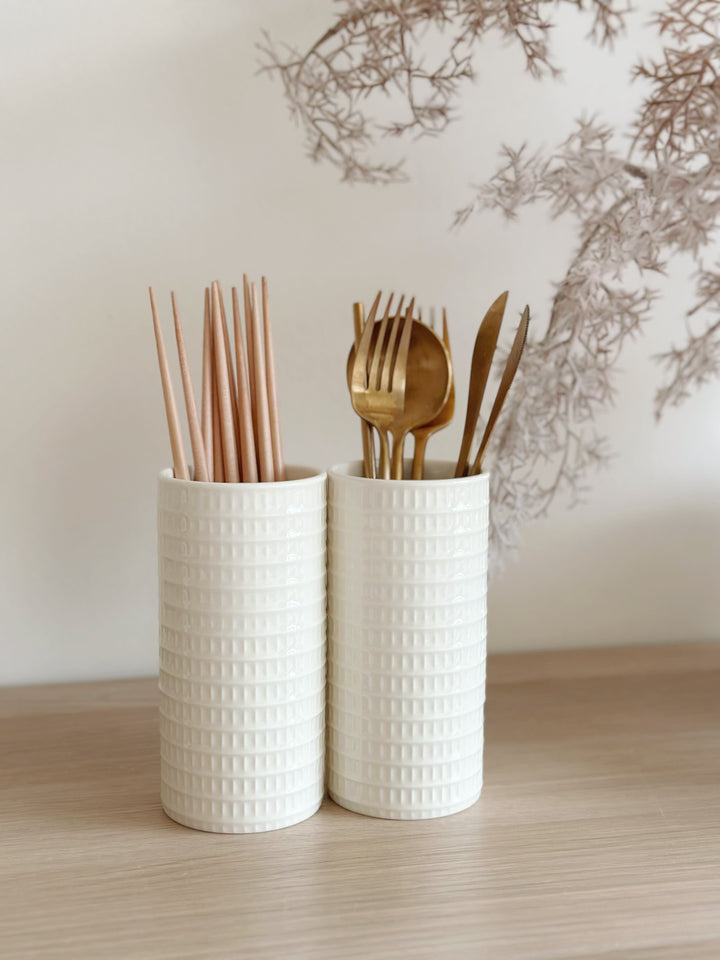 Waffle Cylinder Cutlery Holder