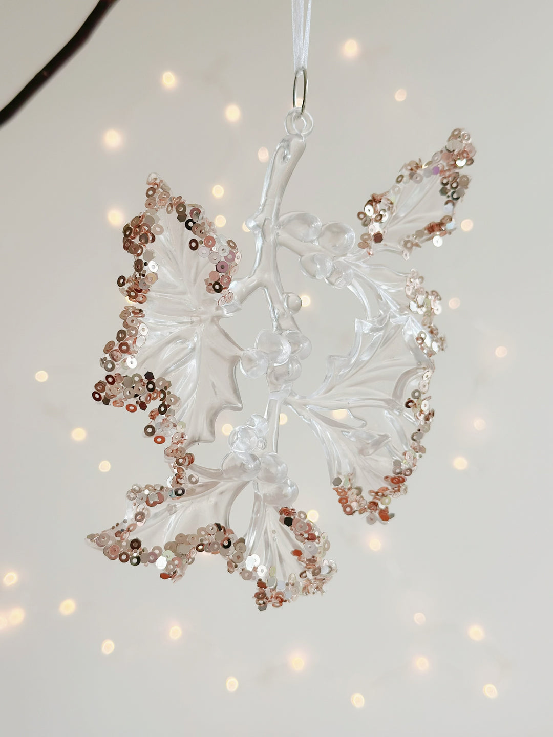 Glittering Holly Leaf Ornament