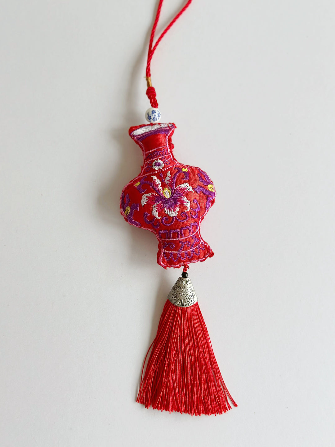 Red Vintage Vase Tassel Charm