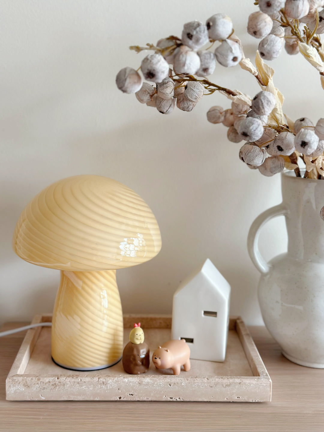 Serene Glow Yellow Mushroom Table Lamp