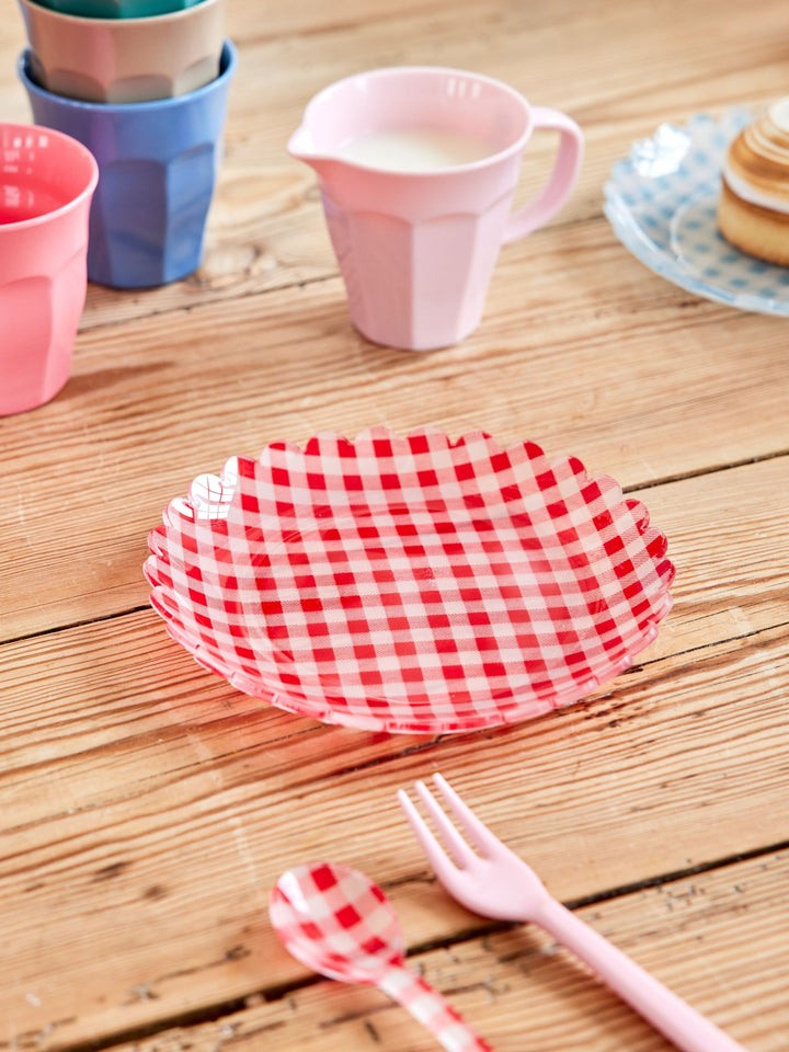 Red Checkers Fabric Acrylic Cake Plate