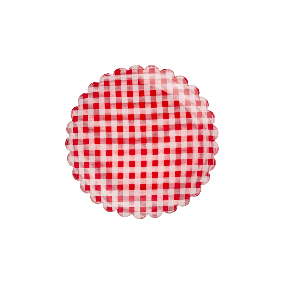 Red Checkers Fabric Acrylic Cake Plate