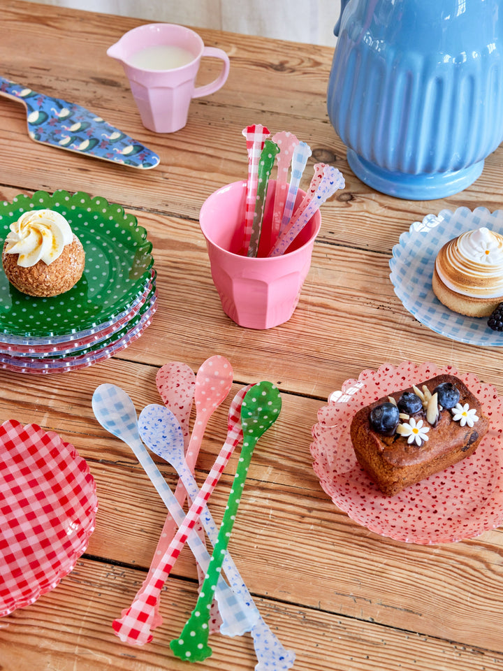 Red Checkers Fabric Acrylic Cake Plate