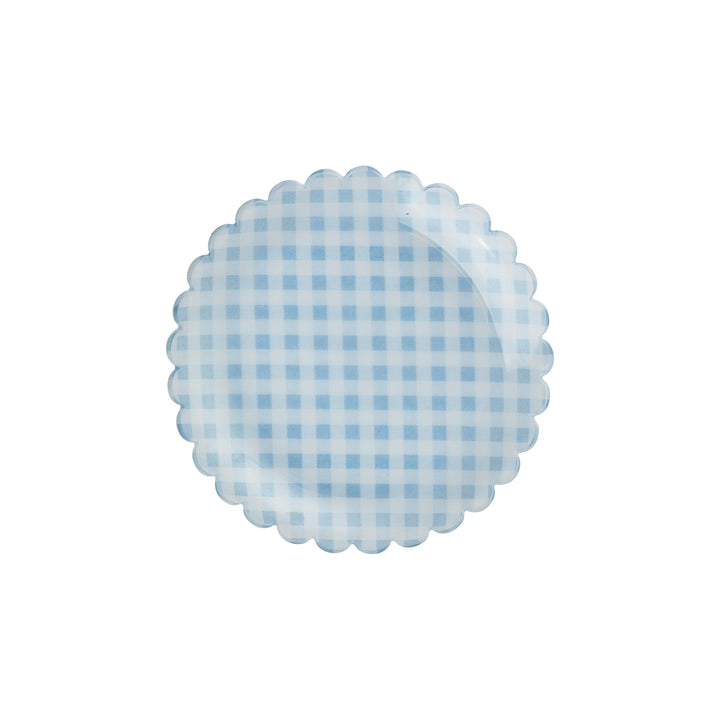 Soft Blue Checkers Fabric Acrylic Cake Plate