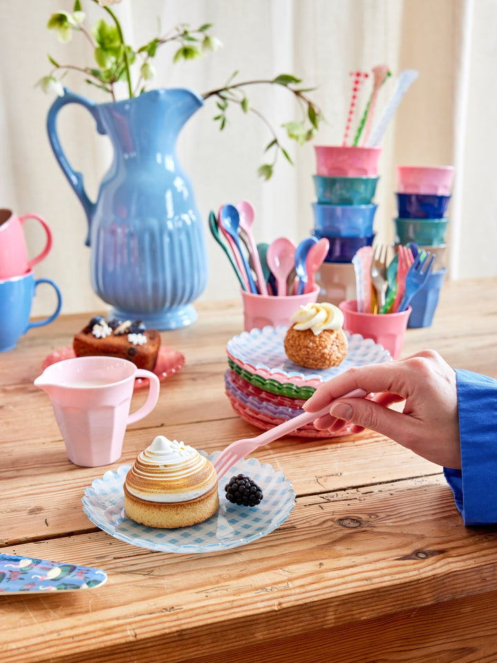 Soft Blue Checkers Fabric Acrylic Cake Plate