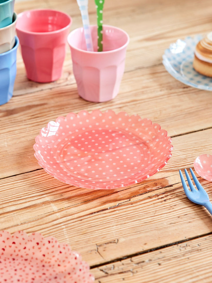 Coral Dots Fabric Acrylic Cake Plate