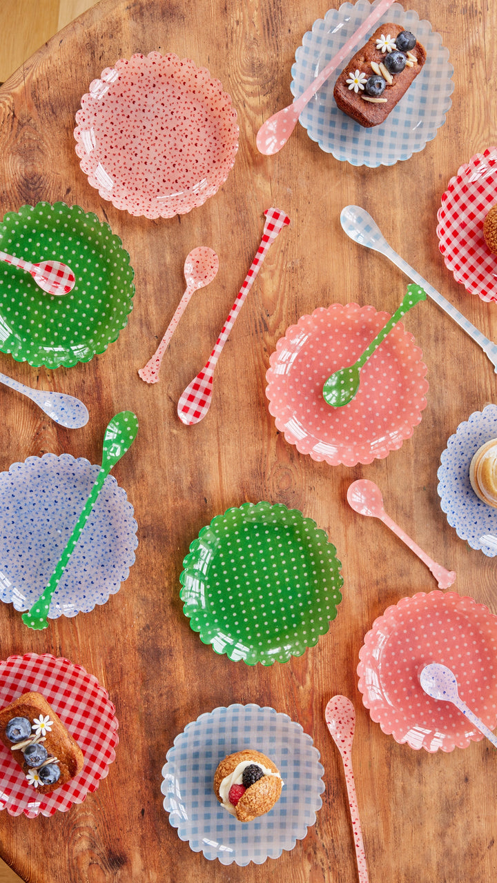 Coral Dots Fabric Acrylic Cake Plate