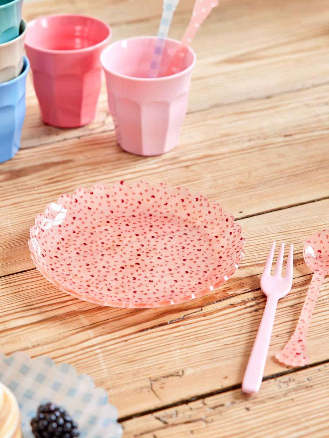 Pink Hearts Fabric  Acrylic Cake Plate