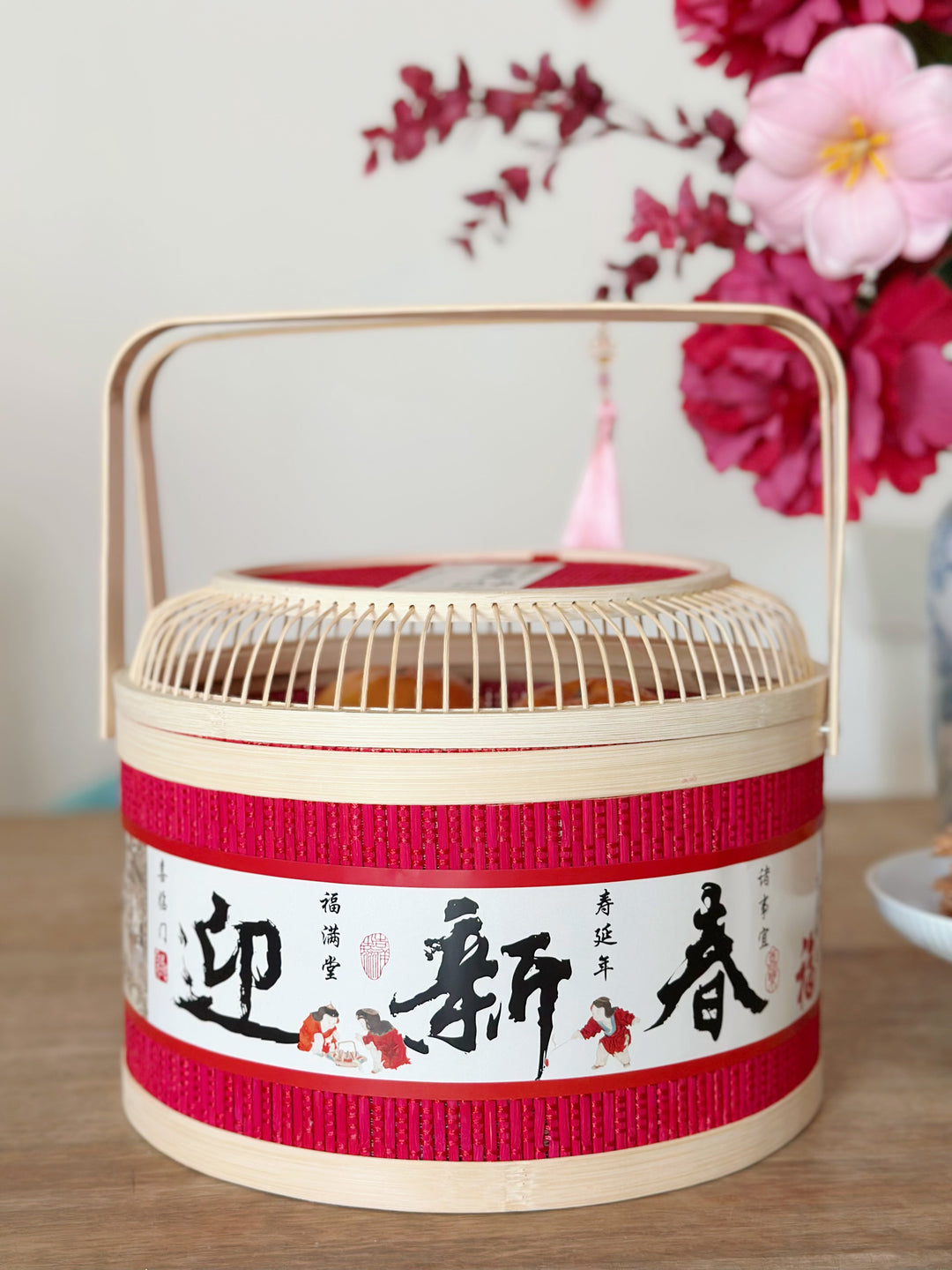 Auspicious Snake Wishes Bamboo Basket: Lunar New Year Gifting and Decor Edition