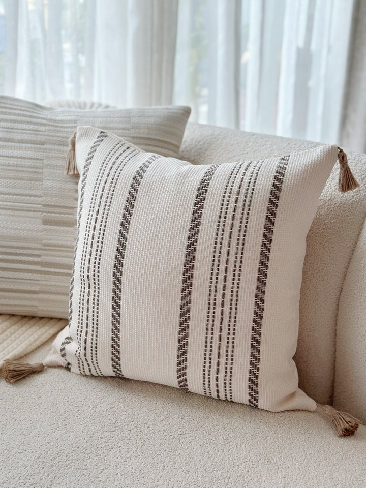 Sienna Striped Tassel Cushion Cover