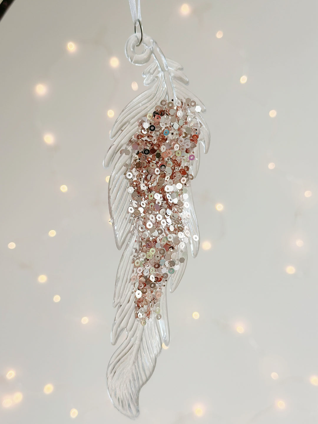 Glittering Feather Elegance Ornament