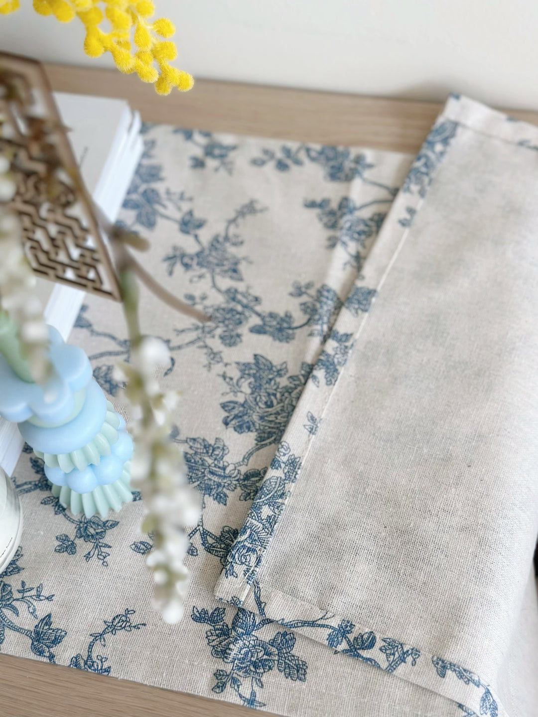 Blue Bloom Elegance Table Runner