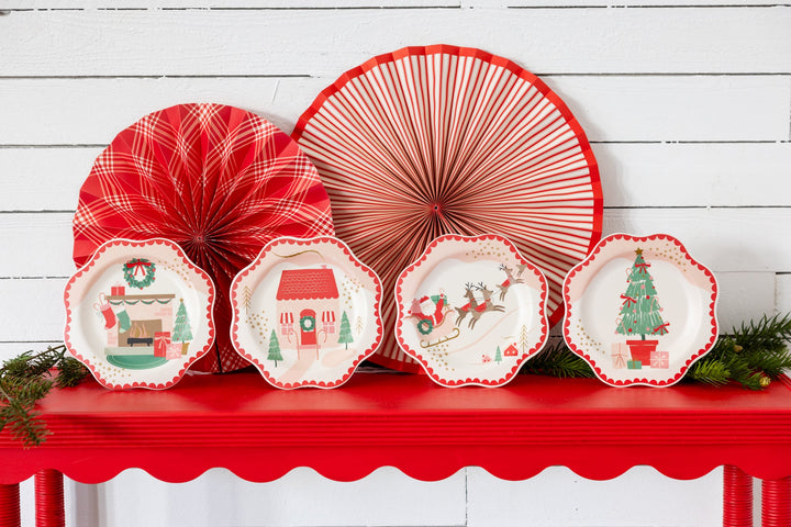 Santa Scenes Bamboo Melamine Plate Set (set of 4)