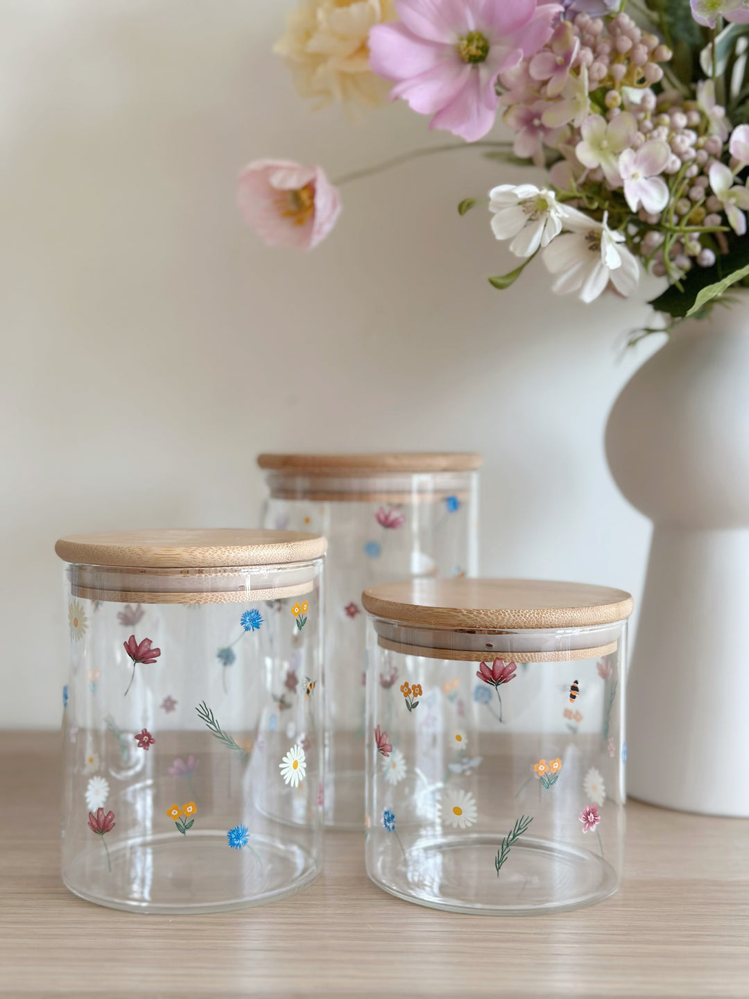 Meadow Bliss Glass Jar Set (set of 3)