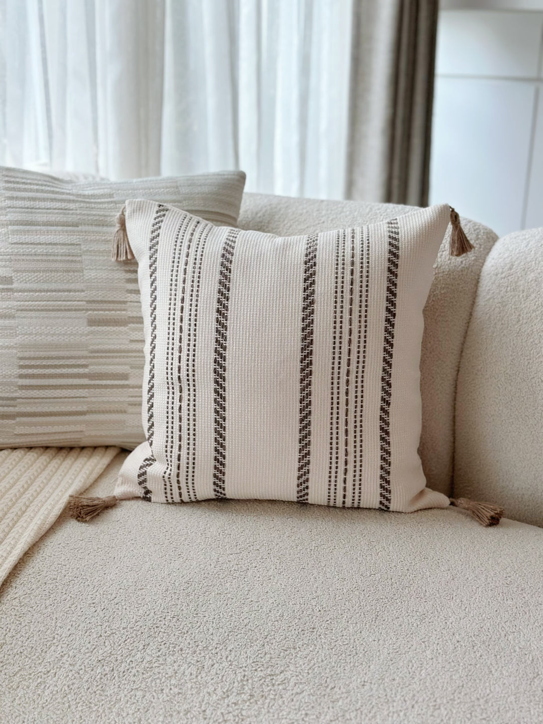 Sienna Striped Tassel Cushion Cover