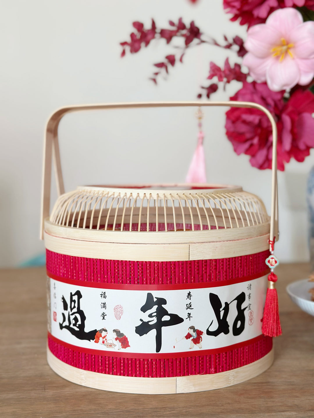 Auspicious Snake Wishes Bamboo Basket: Lunar New Year Gifting and Decor Edition