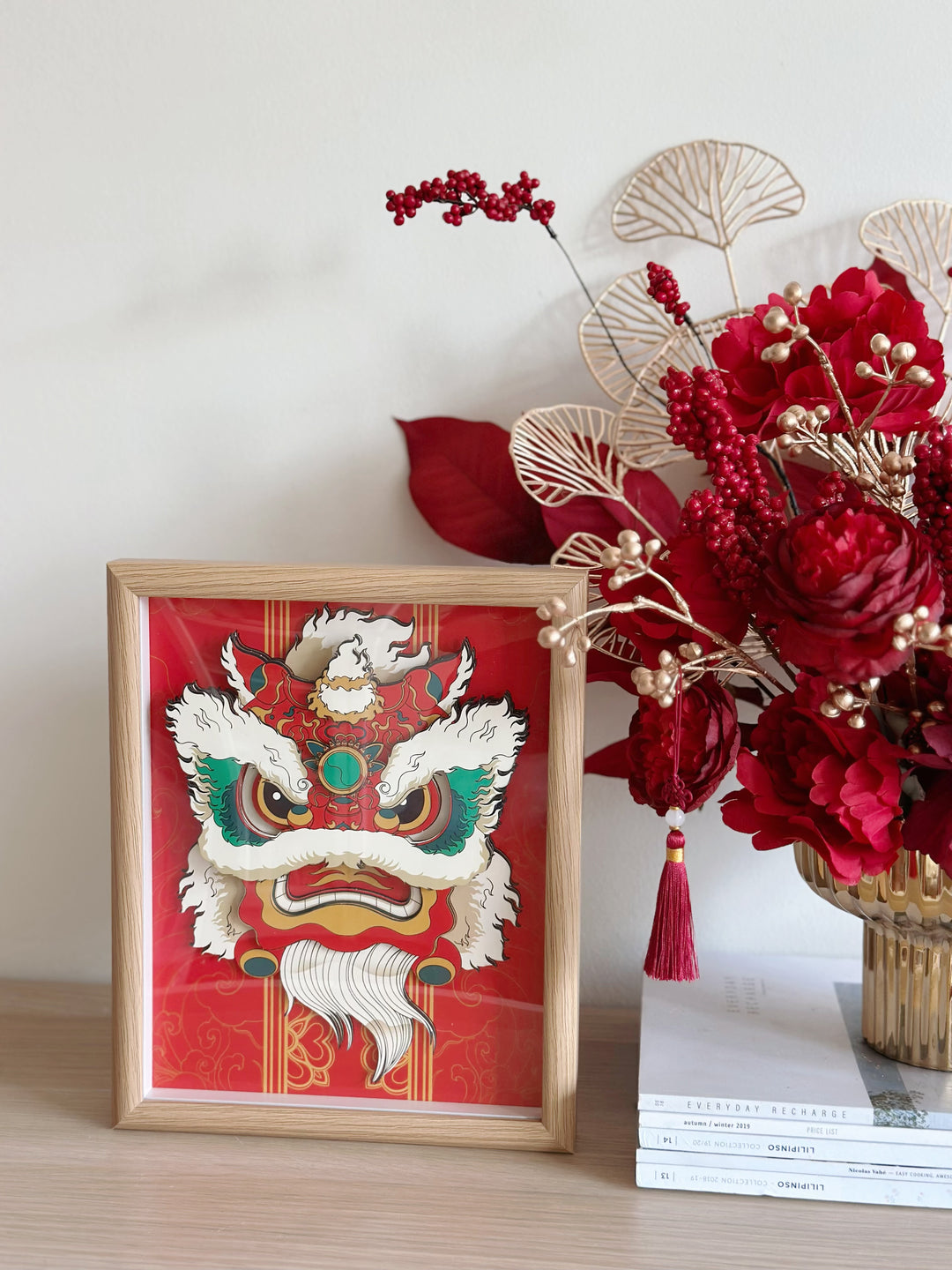 Guardian of Prosperity 3D Art with Frame - red