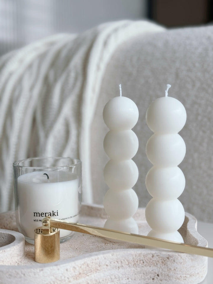 Ivory Sphere Tower Candle (set of 2)