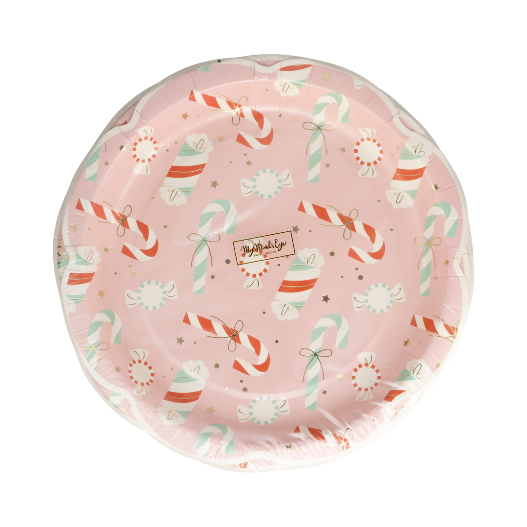 Candy Cane Lane Scatter Pattern Party Plates