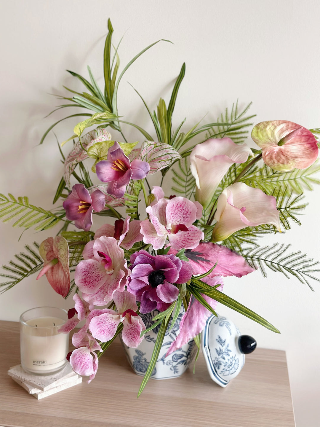 PRE-ORDER (2-7 Jan): Blossoming Orchids Ensemble in Temple Jar (1-sided)