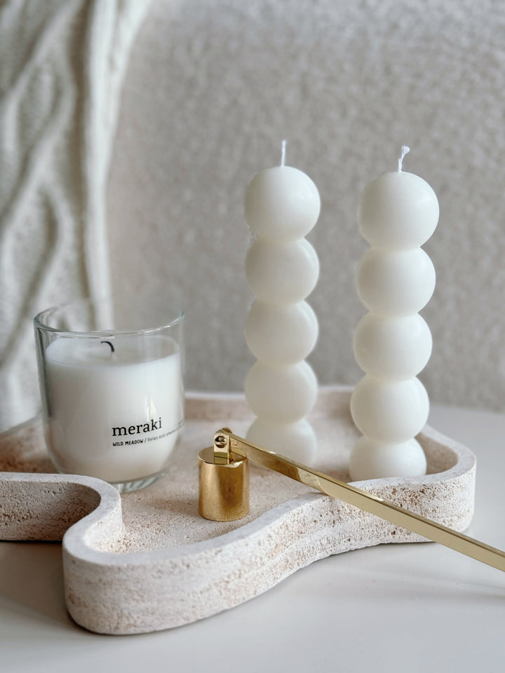 Ivory Sphere Tower Candle (set of 2)