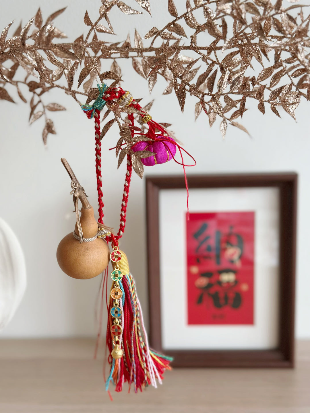 Prosperity Gourd with Festive Pumpkin Charm