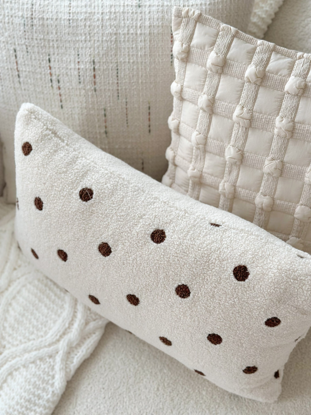 Cozy Latte Polka Dots Waist Cushion Cover