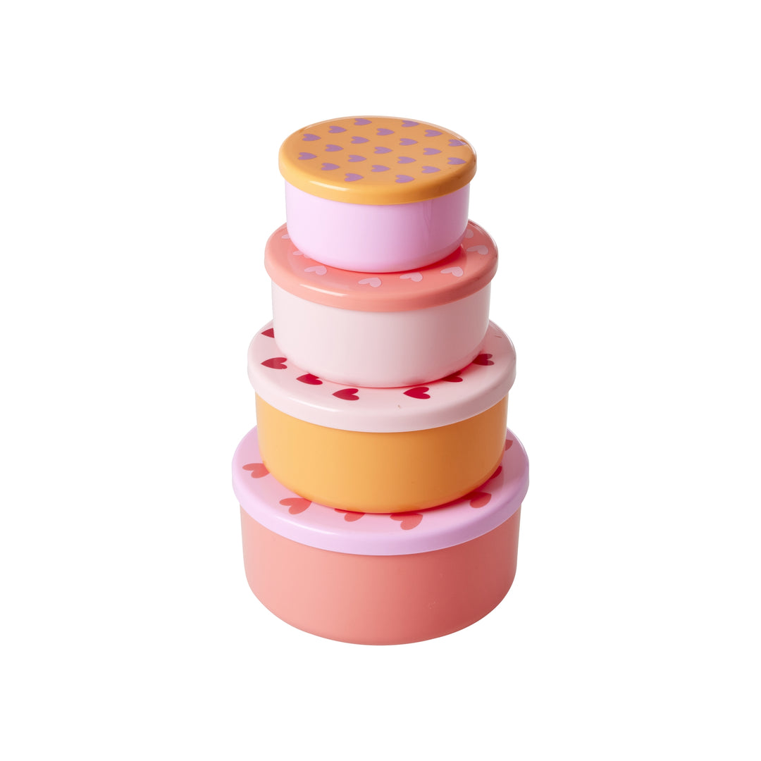 Hearts Print Round Food Storage Box Set (set of 4)