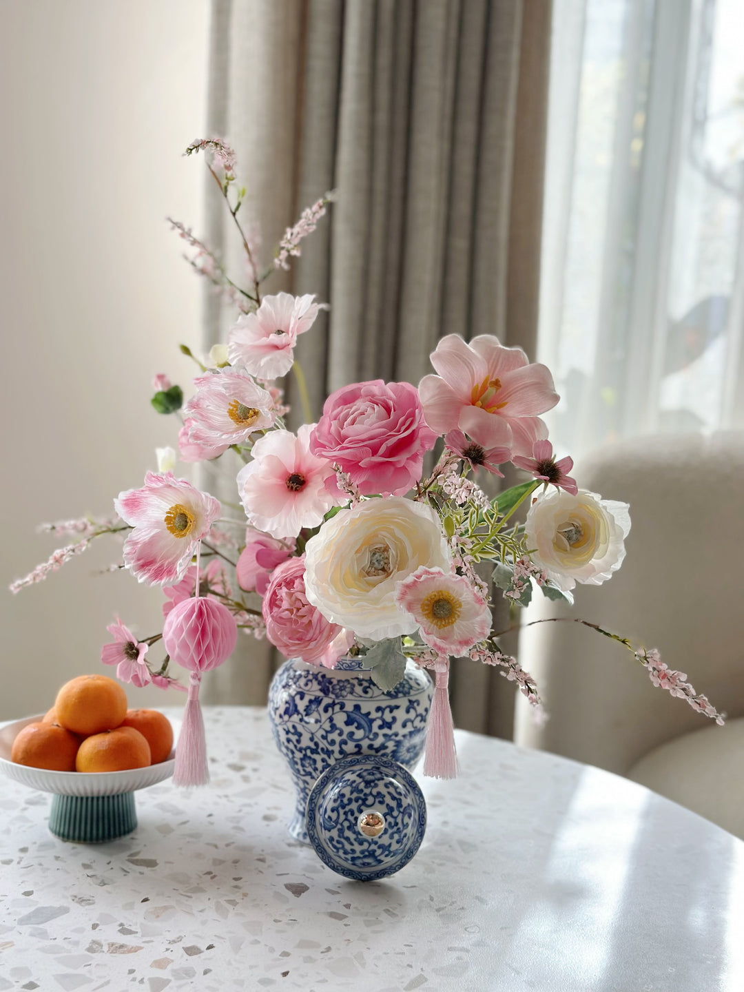 Blush Elegance in Temple Jar (1-sided)