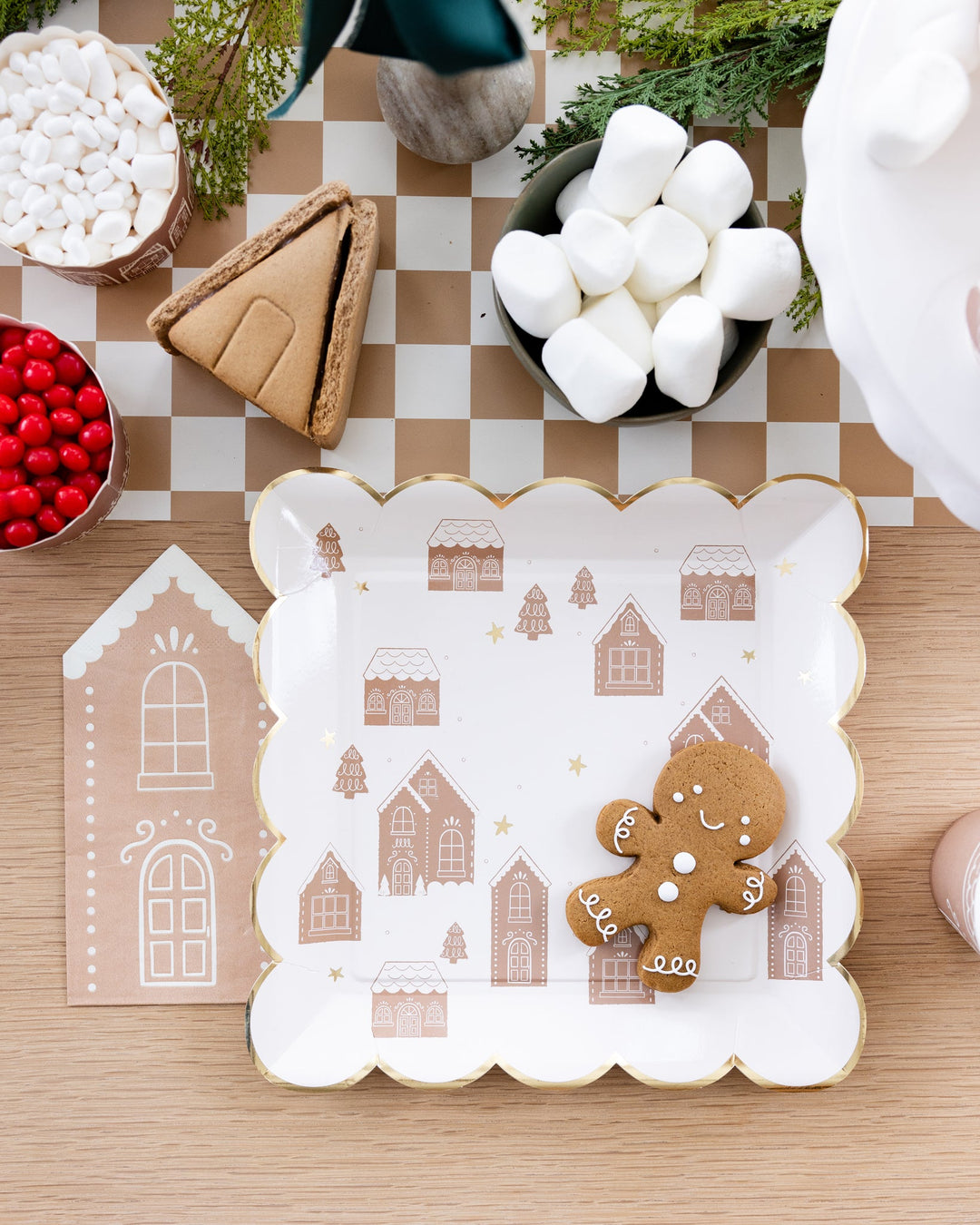 Gingerbread Checked Table Runner