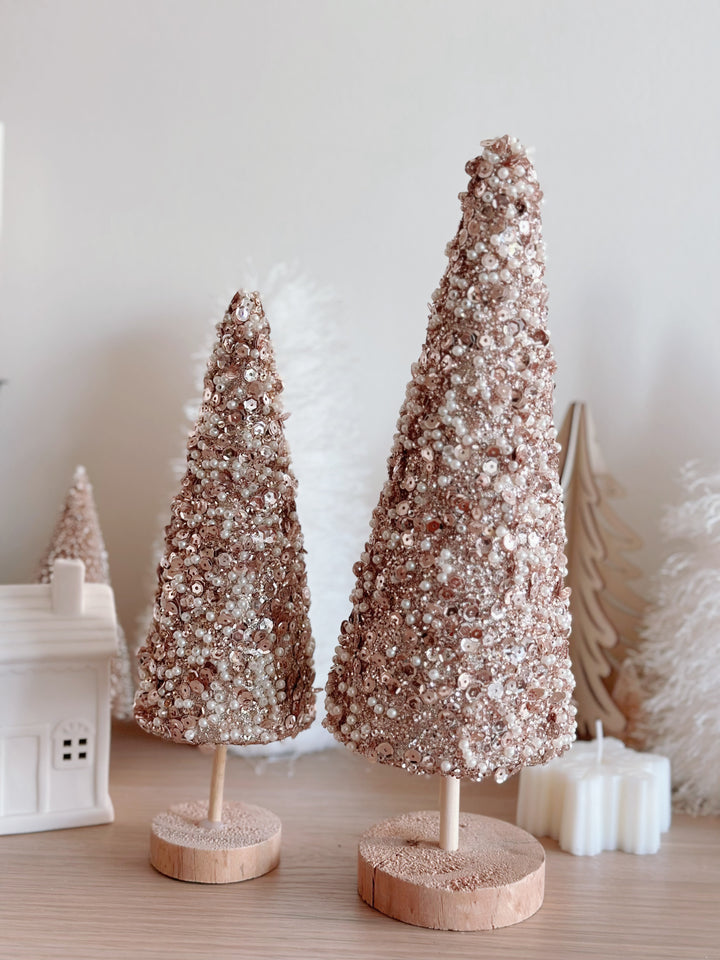 PRE-ORDER (21-27 Nov): Beaded Sparkly Brown Christmas Tree (set of 2)