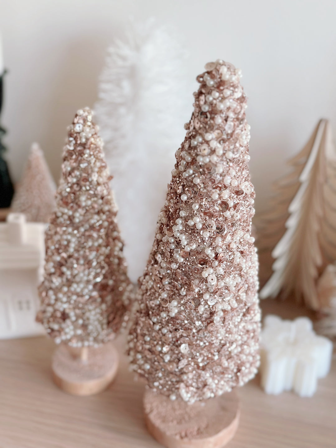 PRE-ORDER (21-27 Nov): Beaded Sparkly Brown Christmas Tree (set of 2)