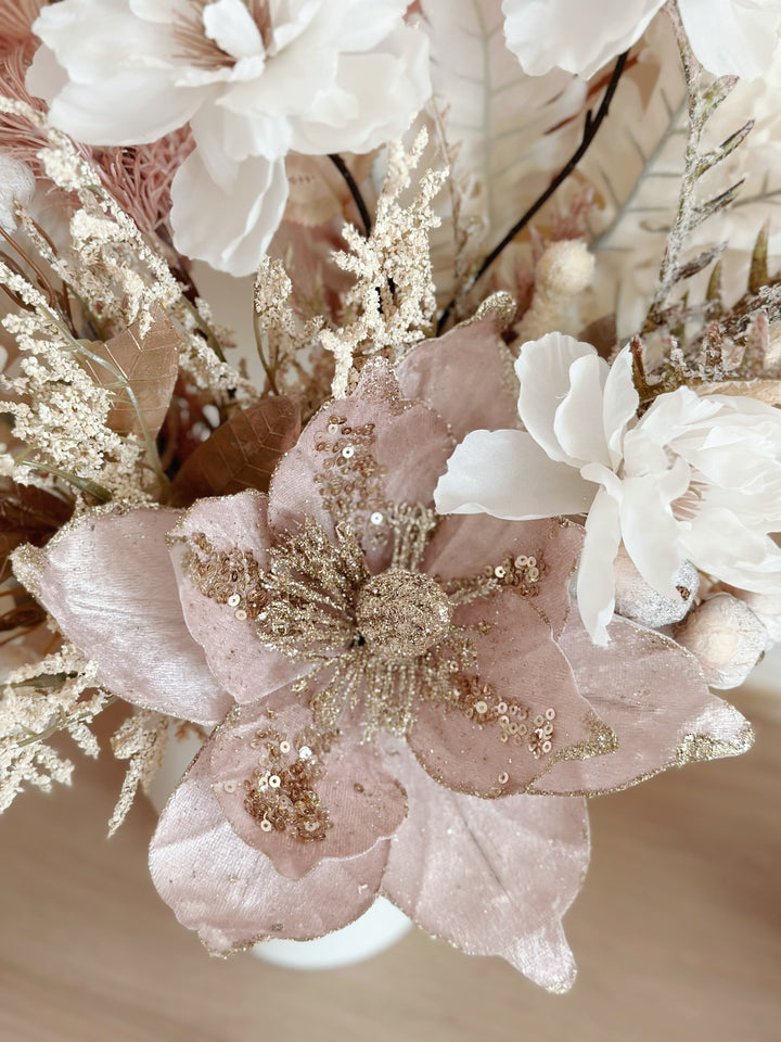 Glittered Dusty Pink Artificial Christmas Flower