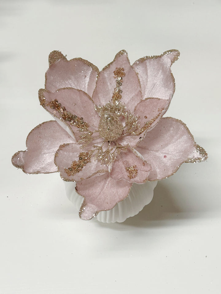 Glittered Dusty Pink Artificial Christmas Flower