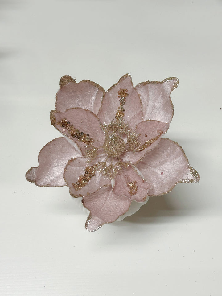 Glittered Dusty Pink Artificial Christmas Flower