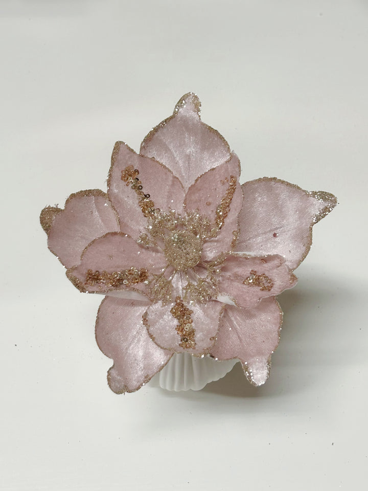 Glittered Dusty Pink Artificial Christmas Flower