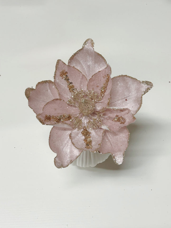 Glittered Dusty Pink Artificial Christmas Flower