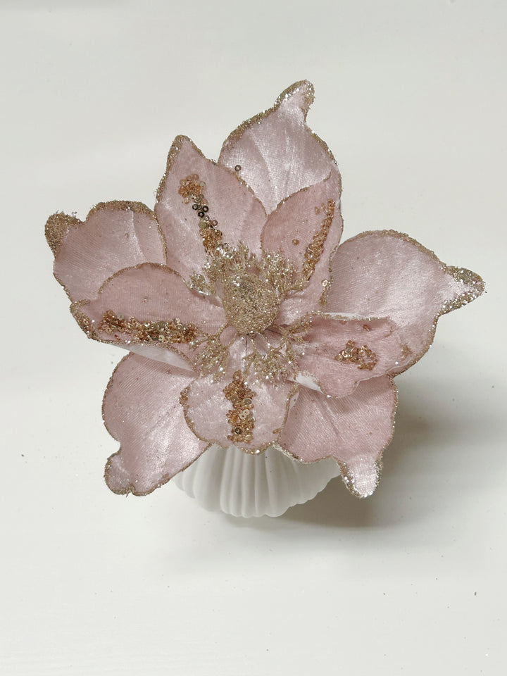 Glittered Dusty Pink Artificial Christmas Flower