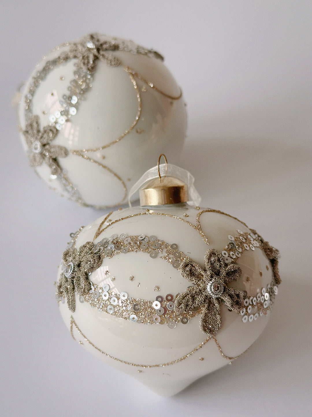 Champagne Elegance Glass Baubles (2 options)