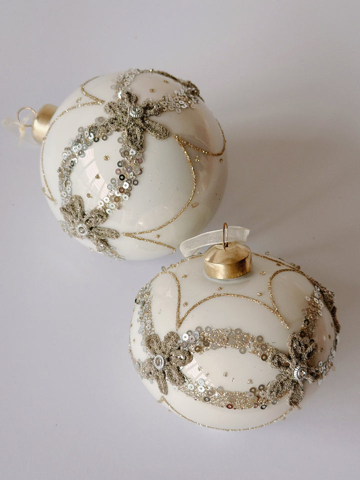 Champagne Elegance Glass Baubles (2 options)