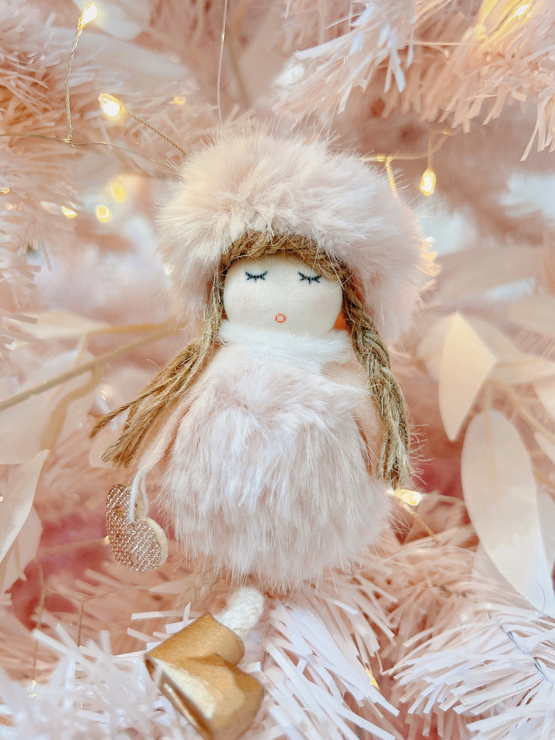 Braided Hair Fluffy Winter Outfit Doll Ornament (3 colours)