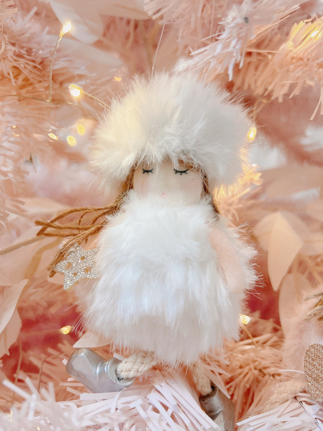 Braided Hair Fluffy Winter Outfit Doll Ornament (3 colours)