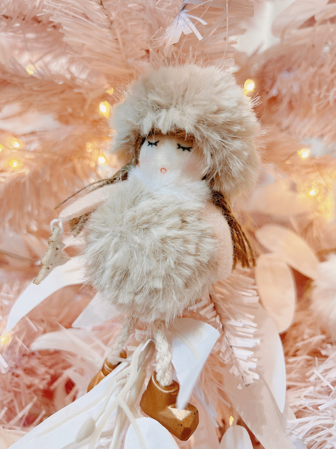 Braided Hair Fluffy Winter Outfit Doll Ornament (3 colours)