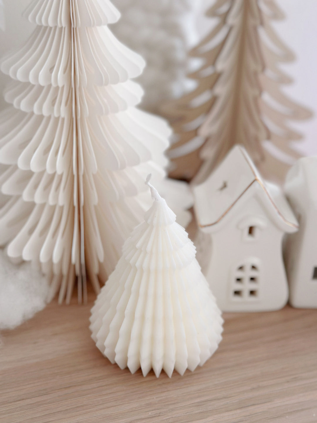 Fluted Cream White Christmas Tree Candle