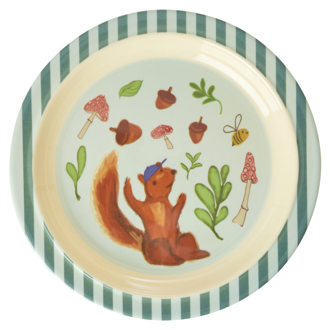 Happy Forest Kids Lunch Plate Blue